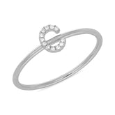 0.04ct 14k White Gold Diamond Lady's Ring - Letter C